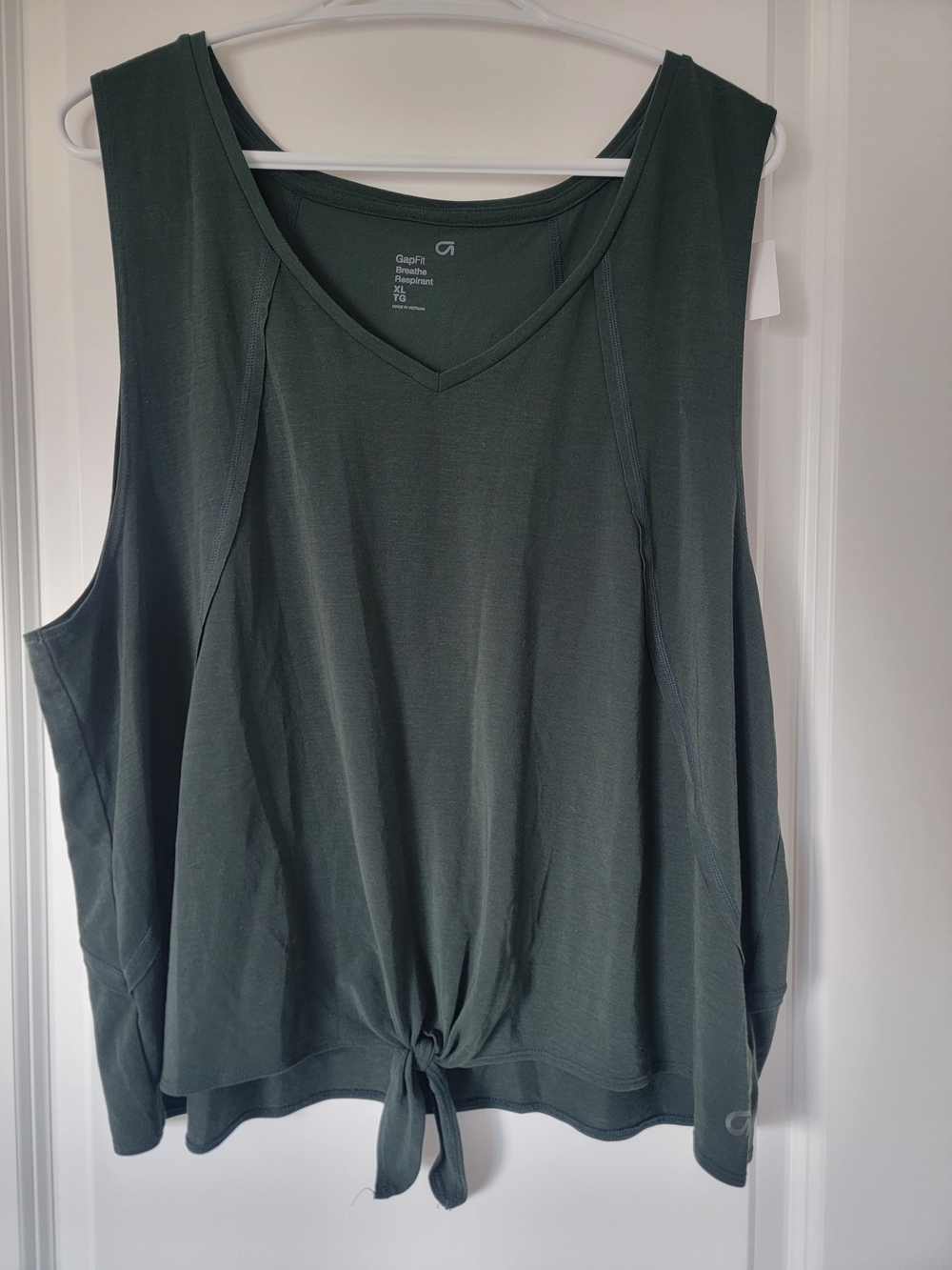 GAP Fit Forest Green V-Neck Tie-Front Tank